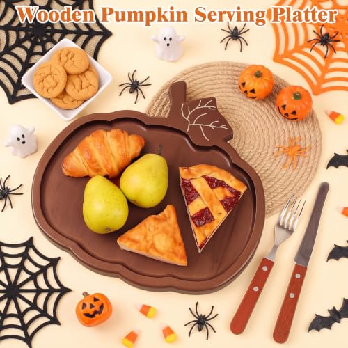 Pumpkin Wooden Serving Platter - Fall Charcuterie Board 12x11 Inch