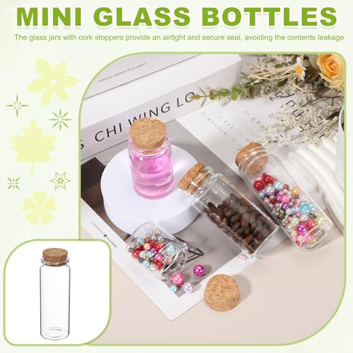 80ml Glass Bottles with Cork Stoppers - Set of 6 Clear Jars for Crafts & Wedding Decor