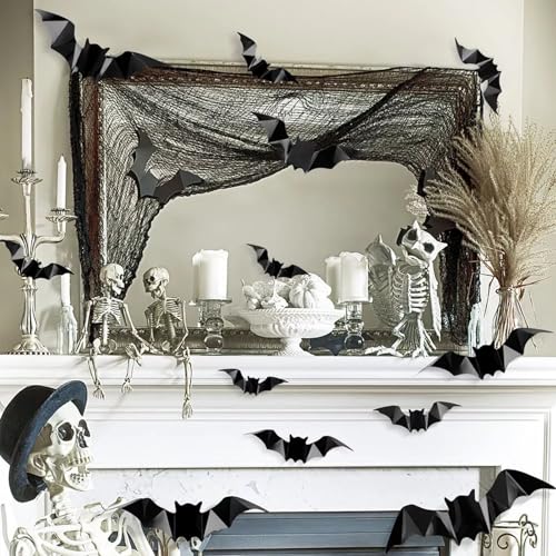 Halloween Bat Wall Stickers Set - 120 PVC Removable Indoor Outdoor Decor