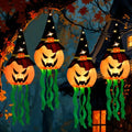 Halloween Glowing Pumpkin Witch Hat Decorations Set - 4 Pack with 3 Light Modes