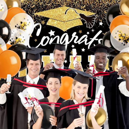 Black-Gold Balloon Set - 60 Latex Balloons with Confetti & Ribbons for Party Decorations