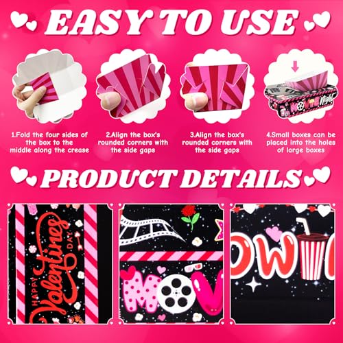 Valentine’s Day Movie Night Snack Trays & Decorations - Heart Love Party Favors - Movie Night Valentine