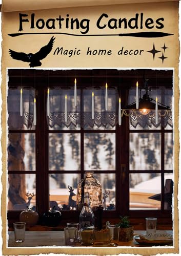 White 20Pcs Flameless Taper Floating Candles with Wand - Halloween Decor