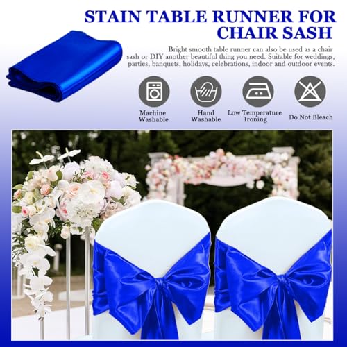 10 Pack Royal Blue Satin Table Runners 12x108 Inches for Weddings & Parties