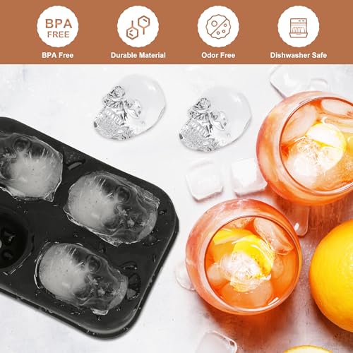 Black Skull-Shaped Silicone Ice Cube Tray for Whiskey & Cocktails - Eco Friendly
