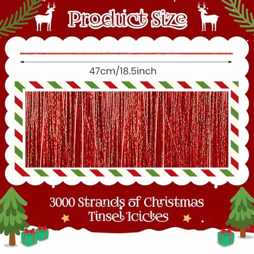 Red Tinsel Icicles for Christmas Tree - 3000 Strands, 18 Inches - Variation of THIS listing