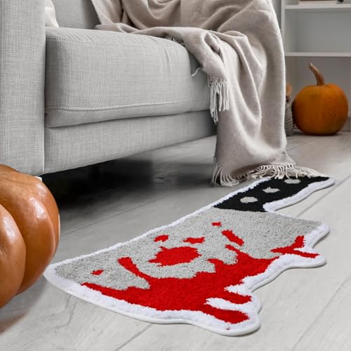 Halloween Bloody Knife Bath Rug Non-Slip Water Absorbent Mat Bathroom Shower Kitchen Decor