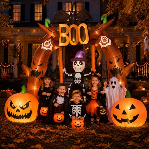 Giant 12FT Halloween Inflatable Boo Archway with LED Lights - Outdoor Yard Decor