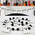 Halloween Ghost Felt Garland with Pom Poms - 4 Ft Spooky Party Decor