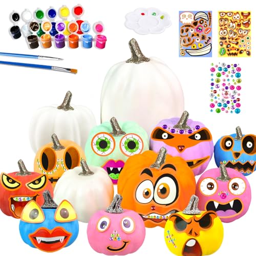 Kids DIY Pumpkin Painting Kit - SML Colorful 13-Piece Halloween Crafts Set