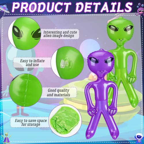 Halloween Alien Inflatable Balloons Set - Green and Purple, 18 Inches - Party Decorations & Photo Props