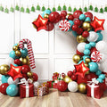 Christmas Balloon Arch Kit - Red, Teal, White Party Decorations with Candy Cane
