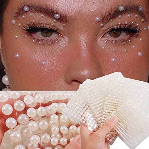 Self Adhesive Nail Rhinestones & Body Art Gems - White Pearl 4 Sheets