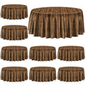 9 Pcs Wooden Grain Round Tablecloths - Western Cowboy Party Decor - 84x84in - Variation 9