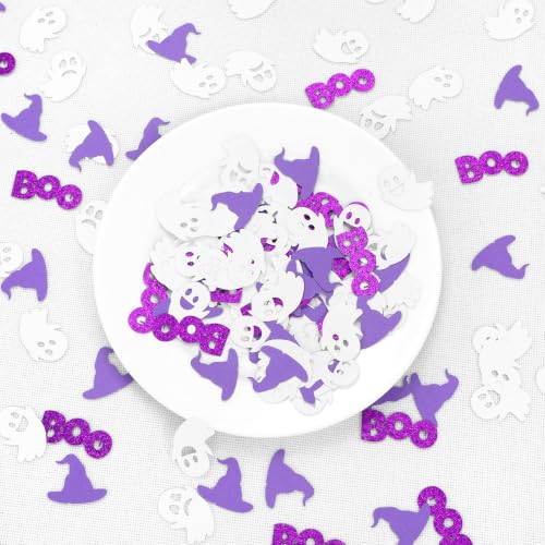 Purple Halloween Confetti 200pcs Witch Hat Boo Ghost Party Decorations