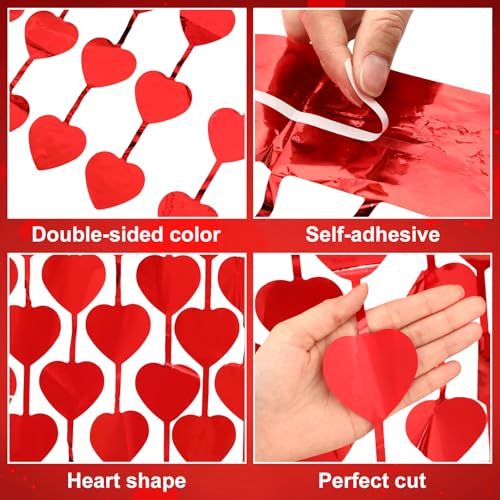 Red Heart Foil Fringe Curtains - Valentine's Day Party Decorations - 2 Pack