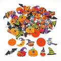 Halloween Shape Wooden Buttons Set - 100 Mixed Spooky Shapes for Crafts & Decorations