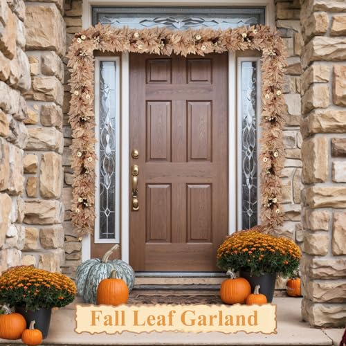Fall Wheat 6ft Lighted Fall Garland with Timer and 30 Warm Lights