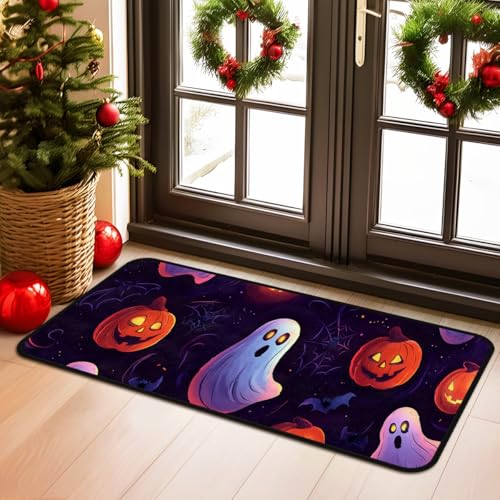 Halloween Pumpkin Kitchen Floor Mat - 17x51 Inch Rug Runner for Laundry, Kitchen & Bathroom - Halloween Variation