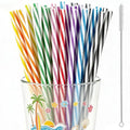 Reusable Striped Drink Straws Set - 50 Colorful BPA-Free Party Accessories