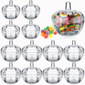 12 Pack Glass Pumpkin Candy Jars with Lids - Halloween Thanksgiving Decor