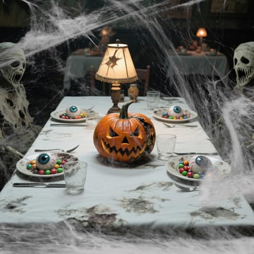 200 SQ FT Halloween Spider Web Decorations with 30 Plastic Spiders - Indoor Outdoor Cobwebs