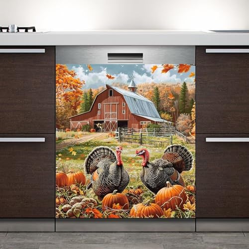 Magnetic Dishwasher Front Cover Sticker - Turkey Pattern, 23 x 26 Inches - Variation 2
