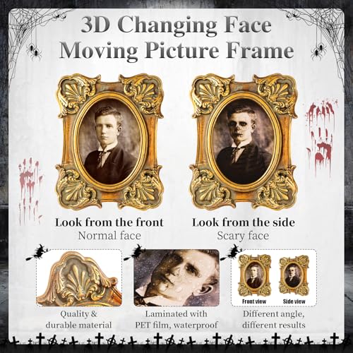 20 Pcs Halloween 3D Moving Face Portraits Horror Wall Decor - Spooky Haunted Mansion Set