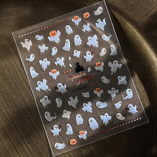 Halloween Nail Art Stickers Ghost Bat Design 3D Self-Adhesive Decals - Bat Ghost Variation