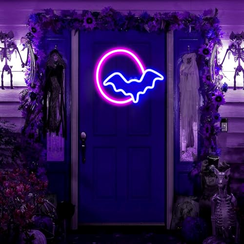 Halloween Neon Sign Lights - Ghost and Moon LED Decorations with Variation Style 2