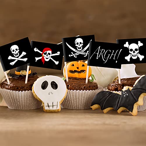 Halloween Pirate Cupcake Toppers - 100 Food Picks for Party Decor