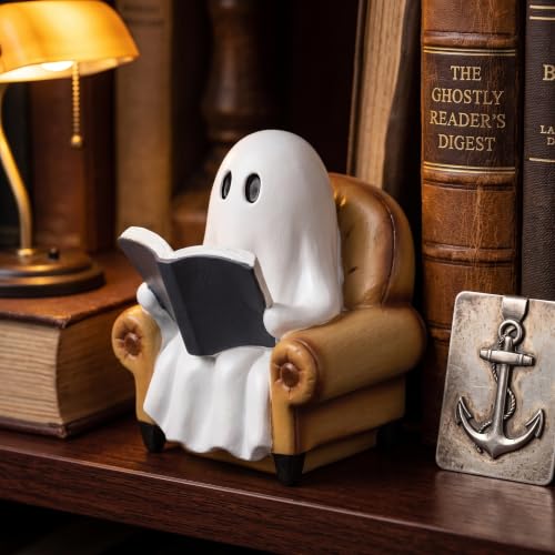 Ghost Reading Book Figurine Halloween Decor - Cute Ghost Indoor Ornament