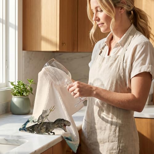 Multi 1484 Funny Cat Kitchen Towels - Godzilla Japanese Cats Gift Set - 4 Pcs