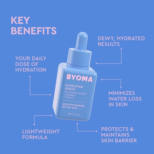 BYOMA Hydrating Serum - Moisturizing Facial Serum with Squalane & Ceramides for Glowing Skin - 1.01 fl. oz