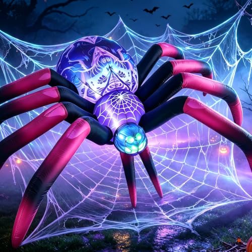 8FT Halloween Inflatable Spider Decor with LED Lights - Outdoor Yard Blow Up Decoration - Variation of This Listing