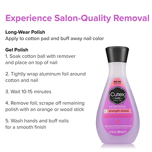 Cutex Strength-Shield Nail Polish Remover Pack of 2 - Vitamins E B5 Silk, 6.7 Fl Oz