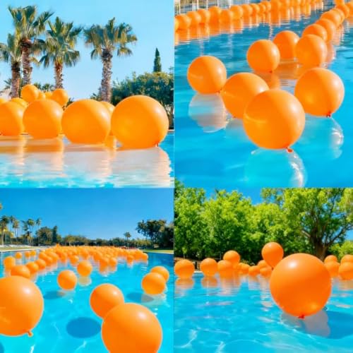 Giant Orange Latex Balloon Kit - 50 Pcs Pool-Safe Party Decorations for Halloween & Events - Includes 18