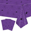 Purple Spider Web Halloween Plastic Tablecloths - Pack of 3, 54x108 Inches