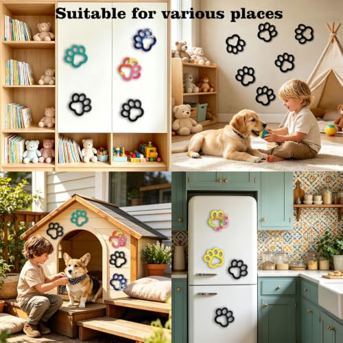 Dog Paw Prints Wall Art - 8 Pcs Wooden Nursery Decor - Dog Lover Gift - Variation of Dog Paw Prints 01