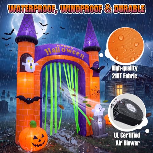 Halloween Inflatable Archway 10.8FT Tombstone Pumpkin Ghost Decor Outdoor