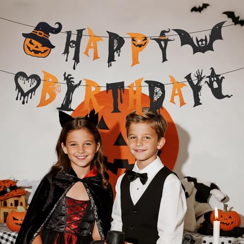 Halloween Party Banner Decorations Glitter Spooky Pumpkin Bat Ghost Garland