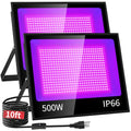 500W Black Light IP66 Flood Light with 10ft Cable - Halloween & Large Space