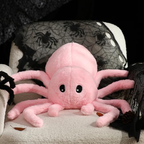 Small Pink Spider Halloween Pillow - Cute Plush Throw Pillow for Fall Decor