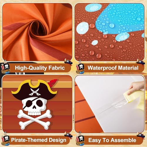 Pirate Party Tablecloth & Ship Prow Decorations - 72x30 inch Nautical Table Cover for Halloween Birthday and Jungle Themes