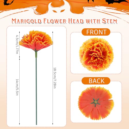 Artificial Marigold Flowers for Day of the Dead Decor - 50 Pcs, Gradient, 2.4 Inch
