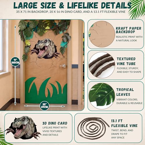 Dinosaur Door Cover Banner Set for Party & Classroom Decoration