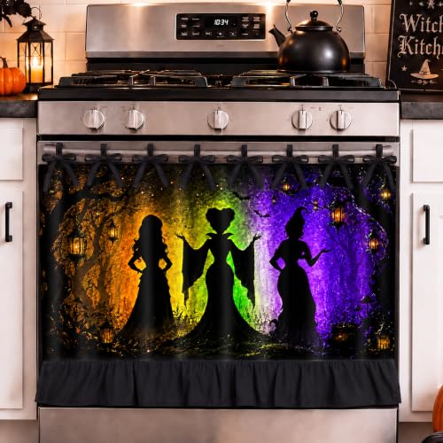 Hocus-Pocus Witches Oven Skirt Decoration - Halloween Kitchen Curtain