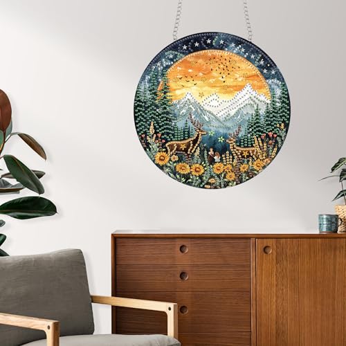 Eel Landscape Hanging Diamond Art Kit - 8x8 Inch Pearl Suncatcher & Wall Decor
