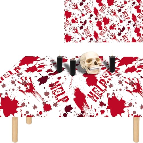 Blood Handprint Halloween Tablecloth - 54 x 108 Inch Rectangular Spillproof Decor