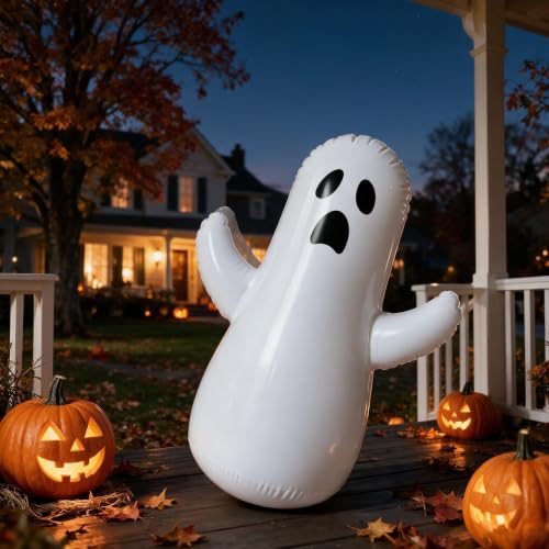 6 Pack Inflatable Ghost Decorations for Halloween - Wobble Yard Decor, 18 Inches